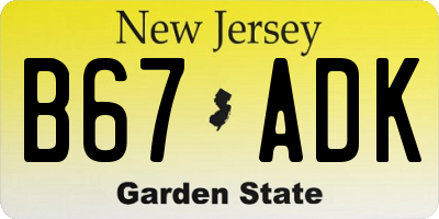 NJ license plate B67ADK