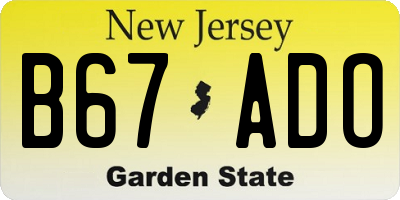 NJ license plate B67ADO