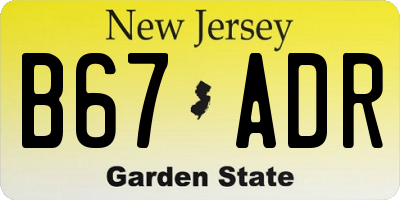 NJ license plate B67ADR