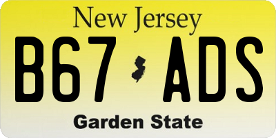 NJ license plate B67ADS