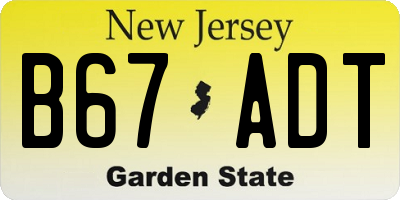 NJ license plate B67ADT