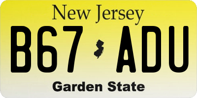 NJ license plate B67ADU