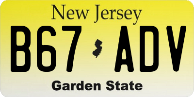 NJ license plate B67ADV