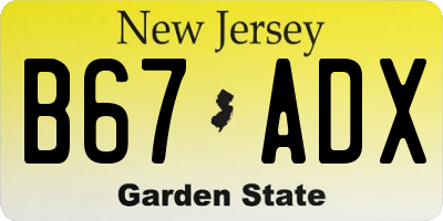 NJ license plate B67ADX