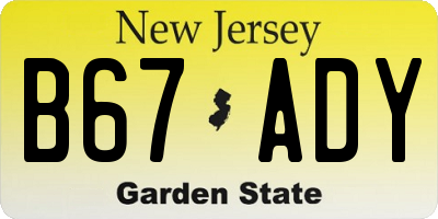 NJ license plate B67ADY