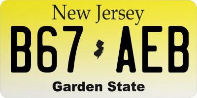 NJ license plate B67AEB