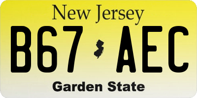 NJ license plate B67AEC