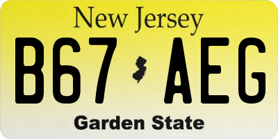 NJ license plate B67AEG