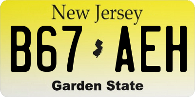 NJ license plate B67AEH