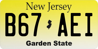 NJ license plate B67AEI