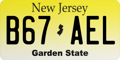NJ license plate B67AEL