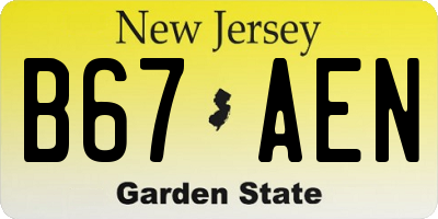 NJ license plate B67AEN