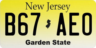 NJ license plate B67AEO