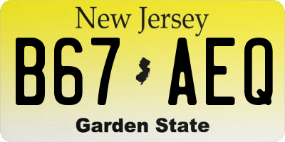 NJ license plate B67AEQ