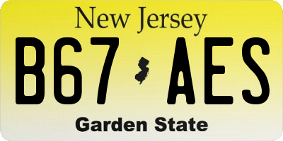 NJ license plate B67AES