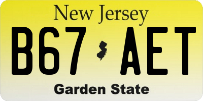NJ license plate B67AET
