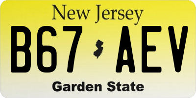 NJ license plate B67AEV