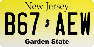NJ license plate B67AEW