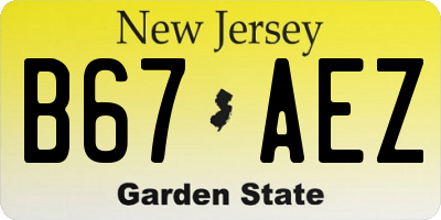 NJ license plate B67AEZ