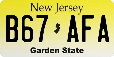 NJ license plate B67AFA