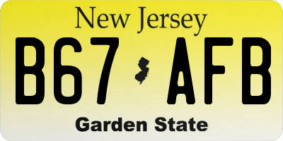 NJ license plate B67AFB