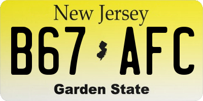 NJ license plate B67AFC