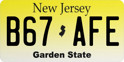 NJ license plate B67AFE