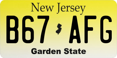 NJ license plate B67AFG