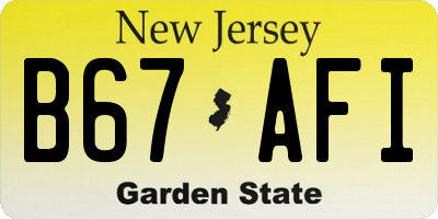 NJ license plate B67AFI