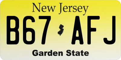 NJ license plate B67AFJ