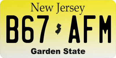 NJ license plate B67AFM