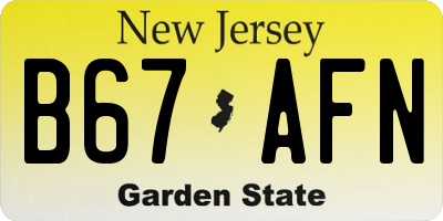 NJ license plate B67AFN