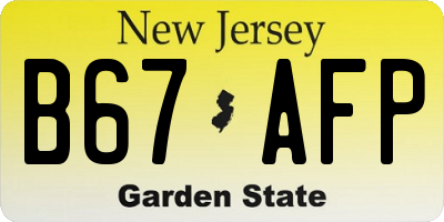 NJ license plate B67AFP
