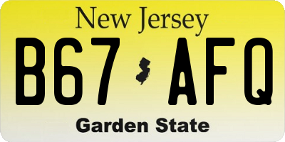 NJ license plate B67AFQ