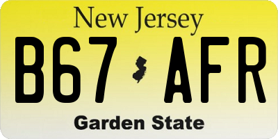 NJ license plate B67AFR