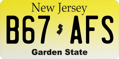 NJ license plate B67AFS