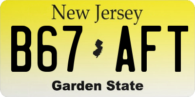 NJ license plate B67AFT