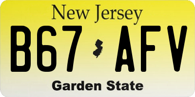NJ license plate B67AFV