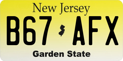 NJ license plate B67AFX
