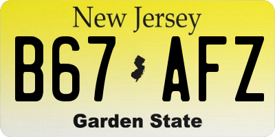 NJ license plate B67AFZ