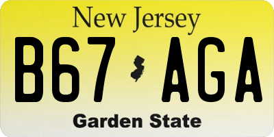 NJ license plate B67AGA