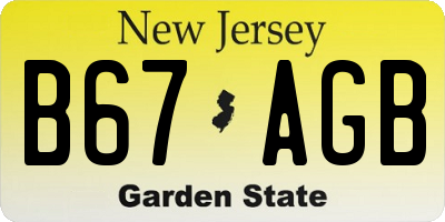 NJ license plate B67AGB