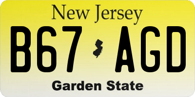 NJ license plate B67AGD
