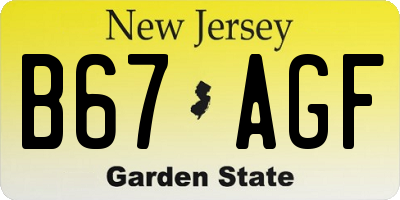 NJ license plate B67AGF
