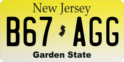 NJ license plate B67AGG