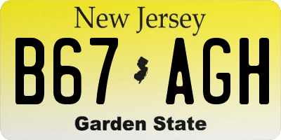NJ license plate B67AGH