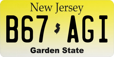 NJ license plate B67AGI