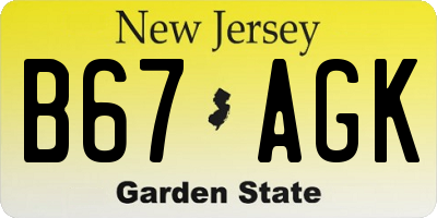 NJ license plate B67AGK
