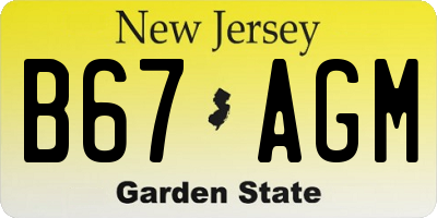 NJ license plate B67AGM