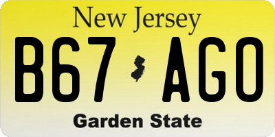 NJ license plate B67AGO